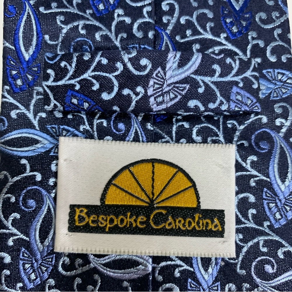 Bespoke Carolina Tie Men's 100% Silk Blue Floral Made in Italy‎ 3.75"